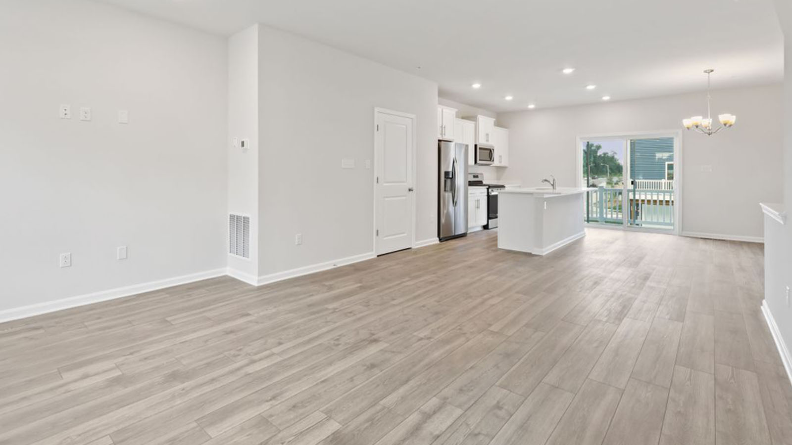 open living/dining area