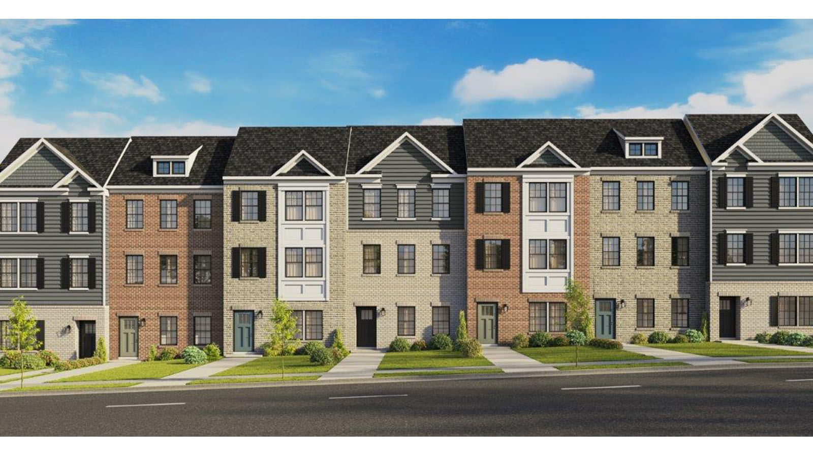 front exterior three story townhome