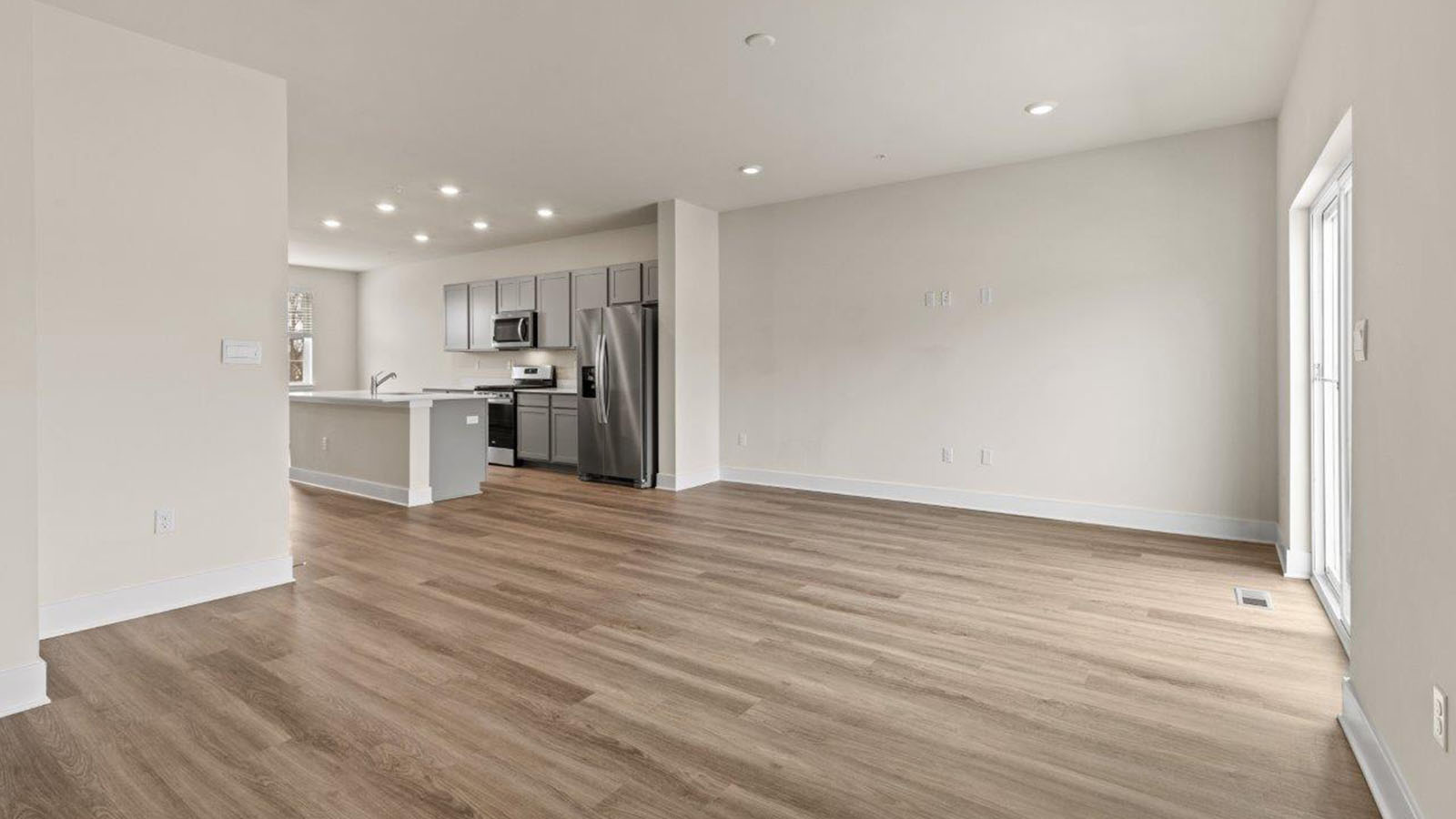 open concept kitchen and living room