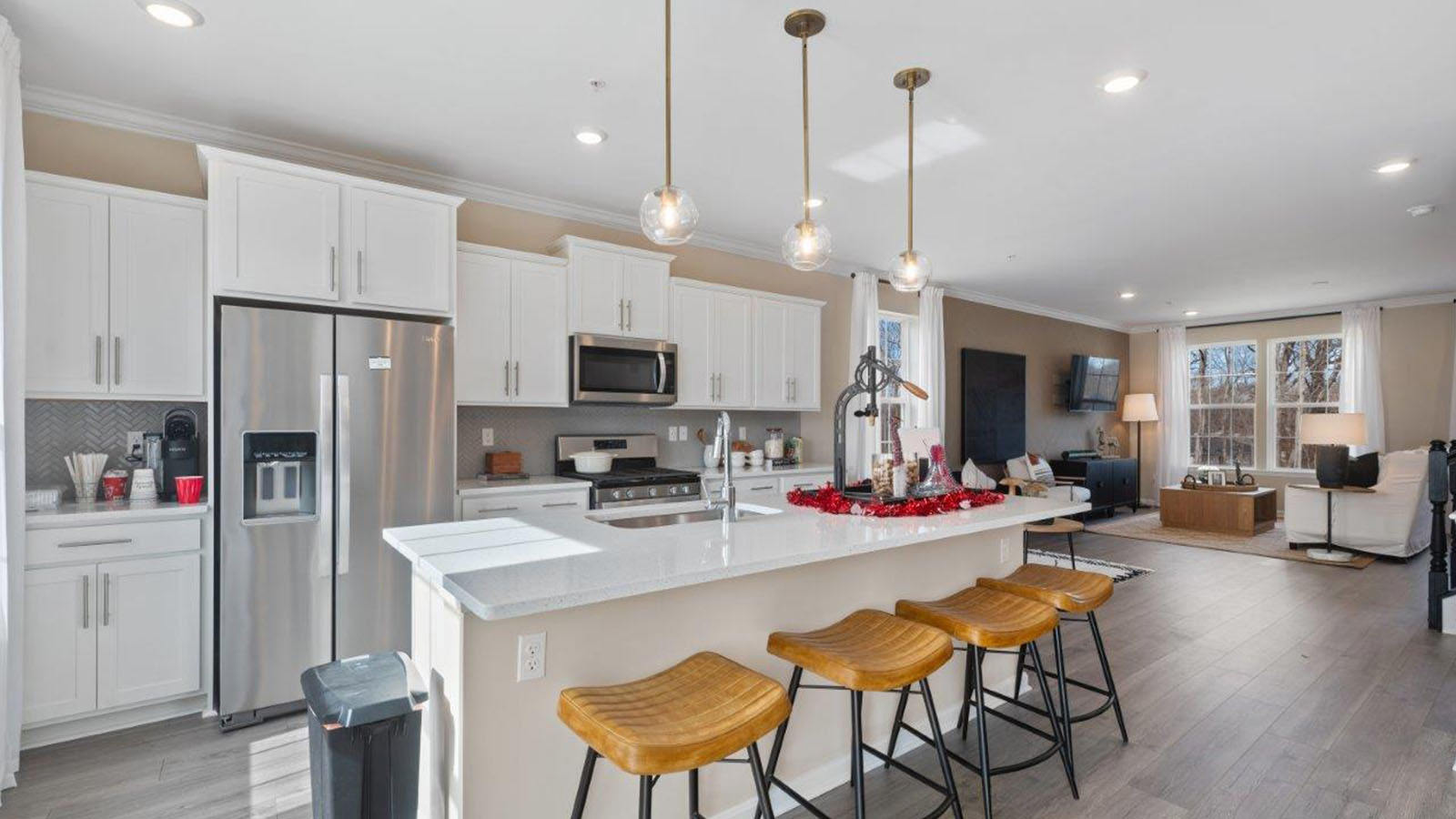 kitchen with shaker cabinets and central island