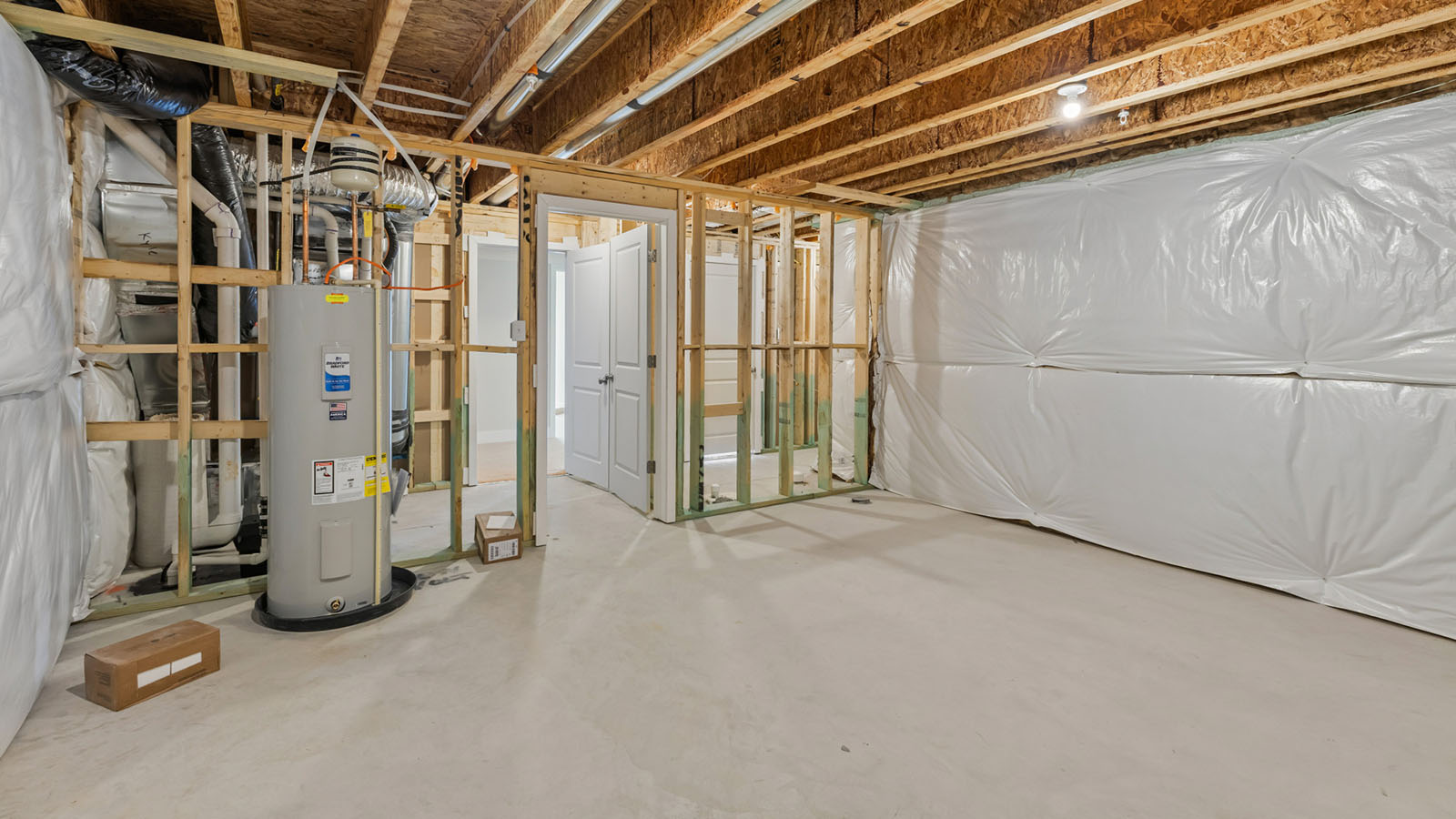 unfinished basement storage