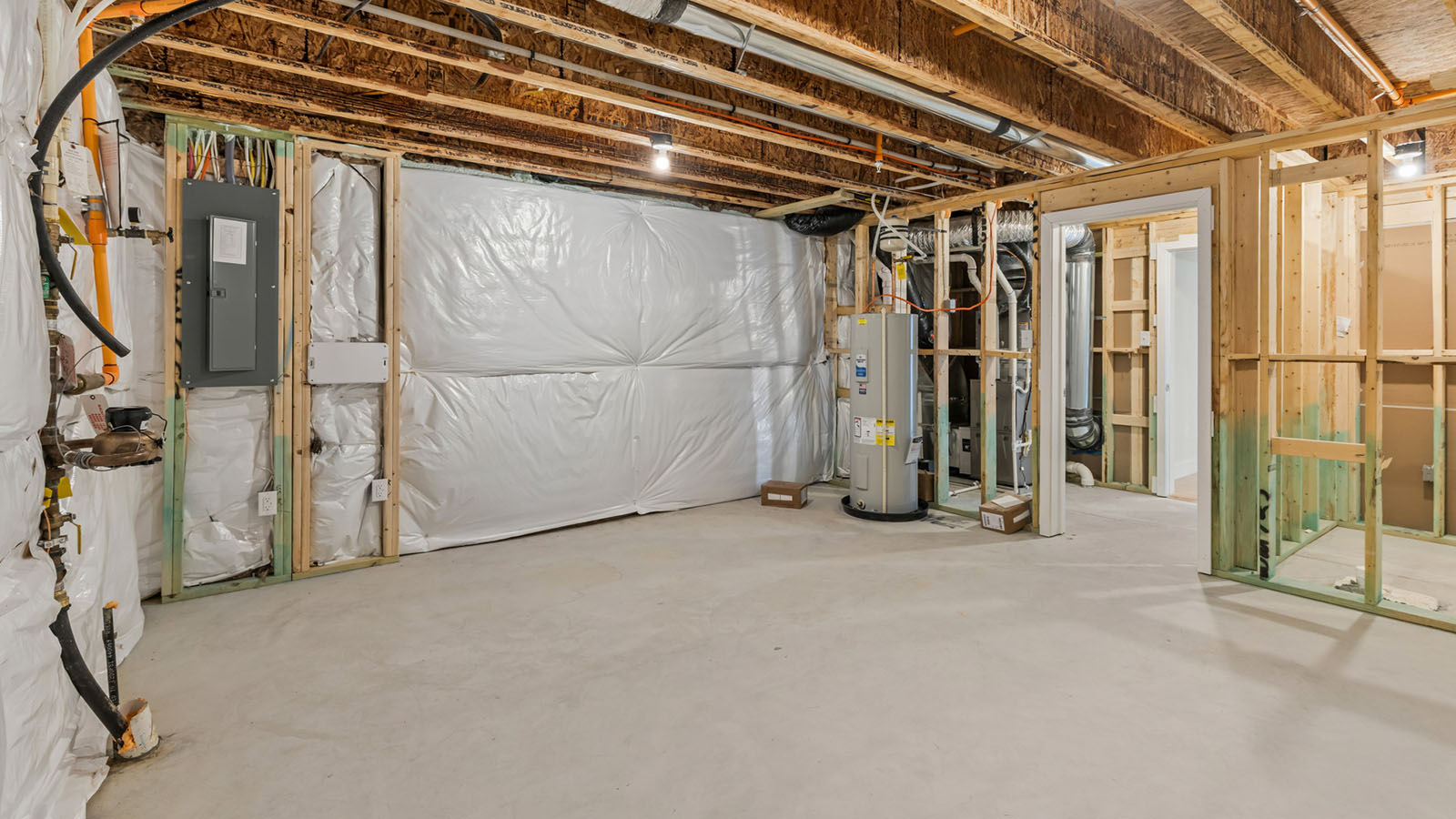 unfinished basement storage