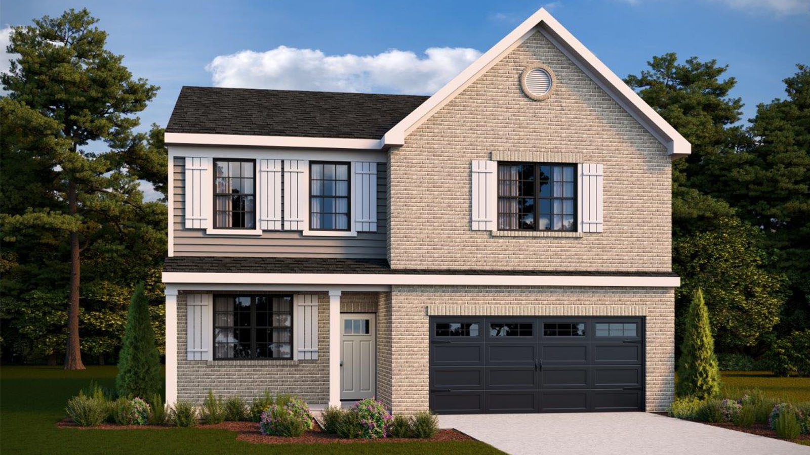 colonial single family home with brick