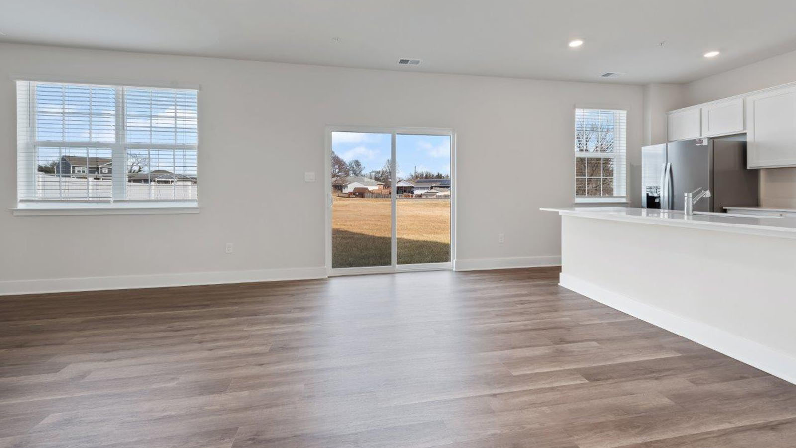 natural light into kitchen and living