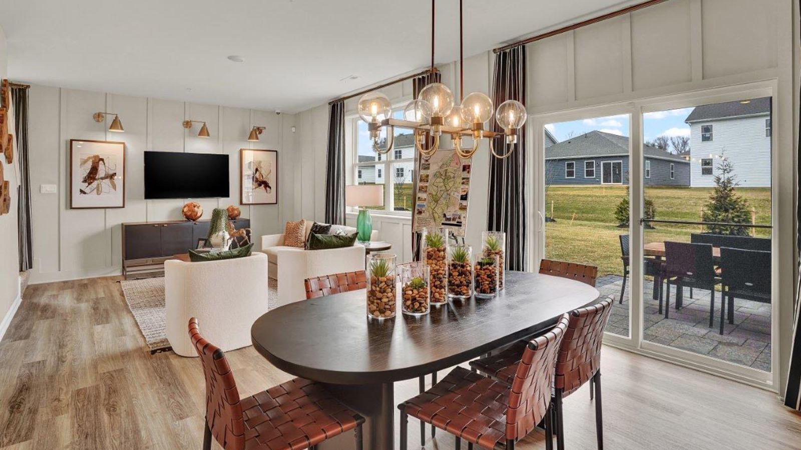 dining table leading to back sliding door