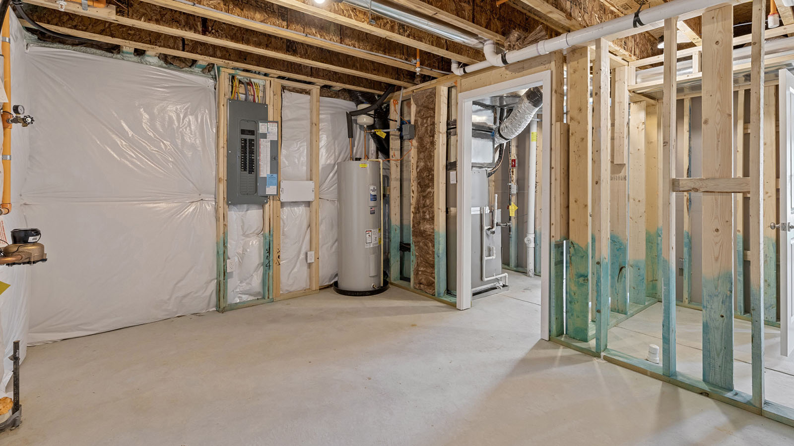 unfinished basement storage