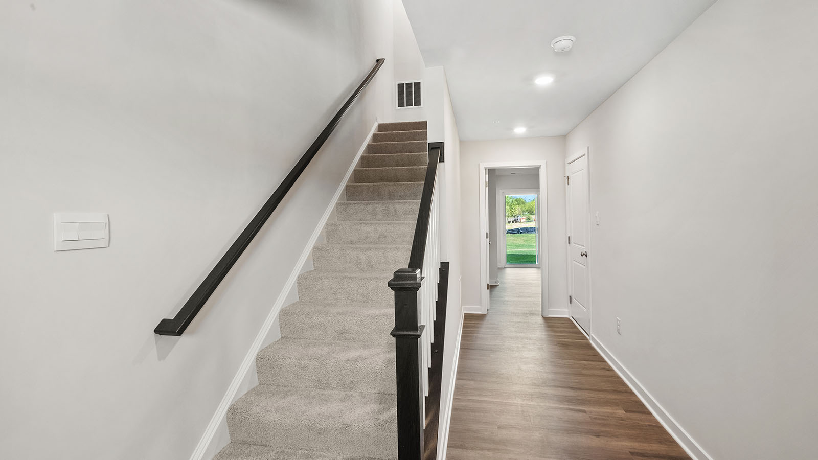 staircase with carpet
