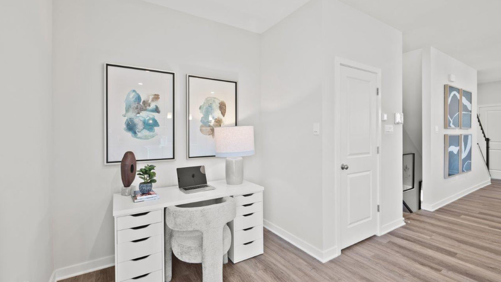 desk off of kitchen