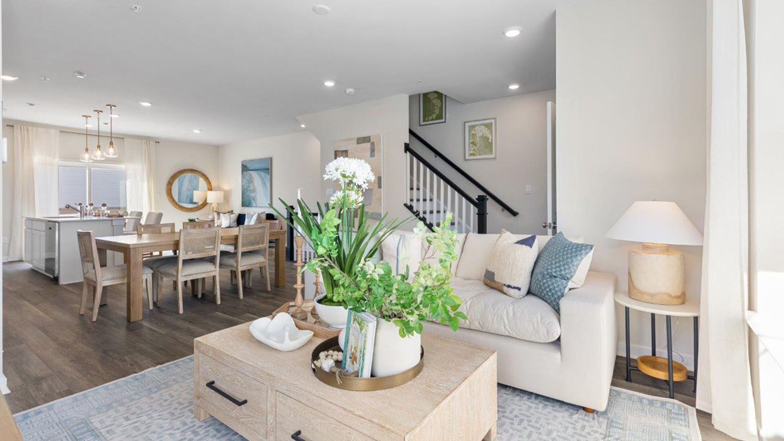 open concept great room natural light