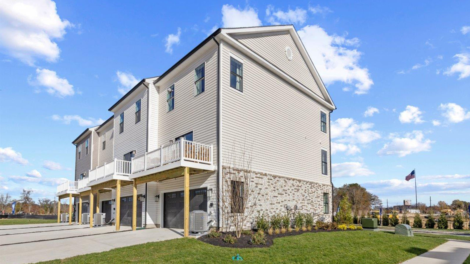 rear deck and two car garage