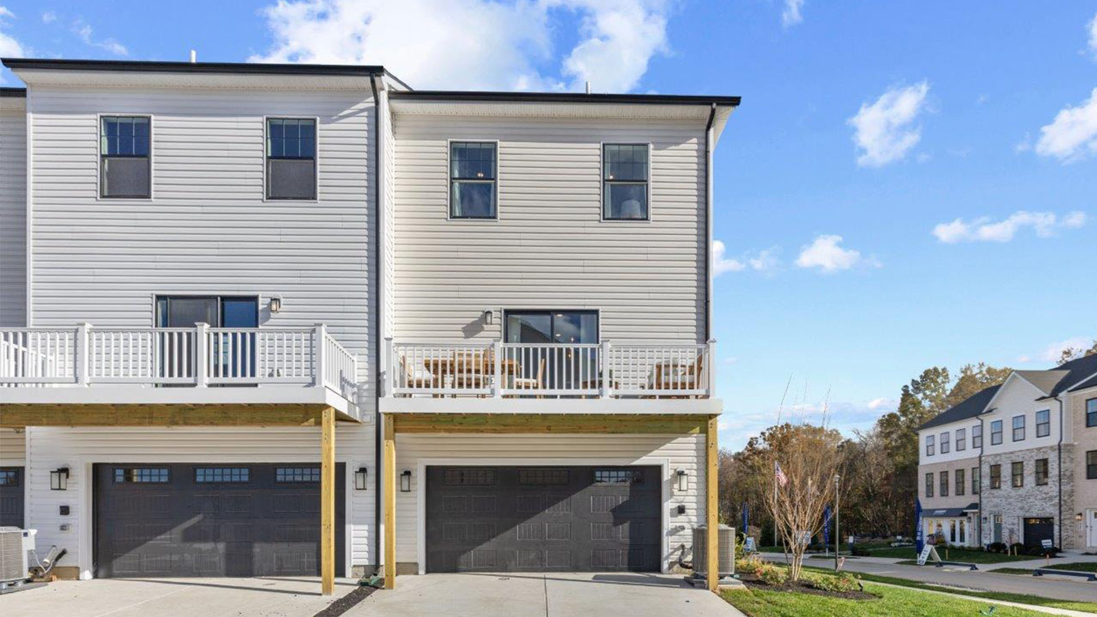 rear deck and two car garage