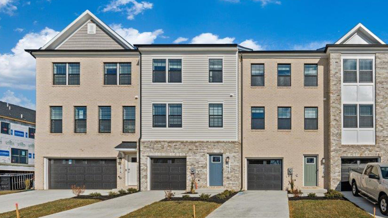three story townhome brick