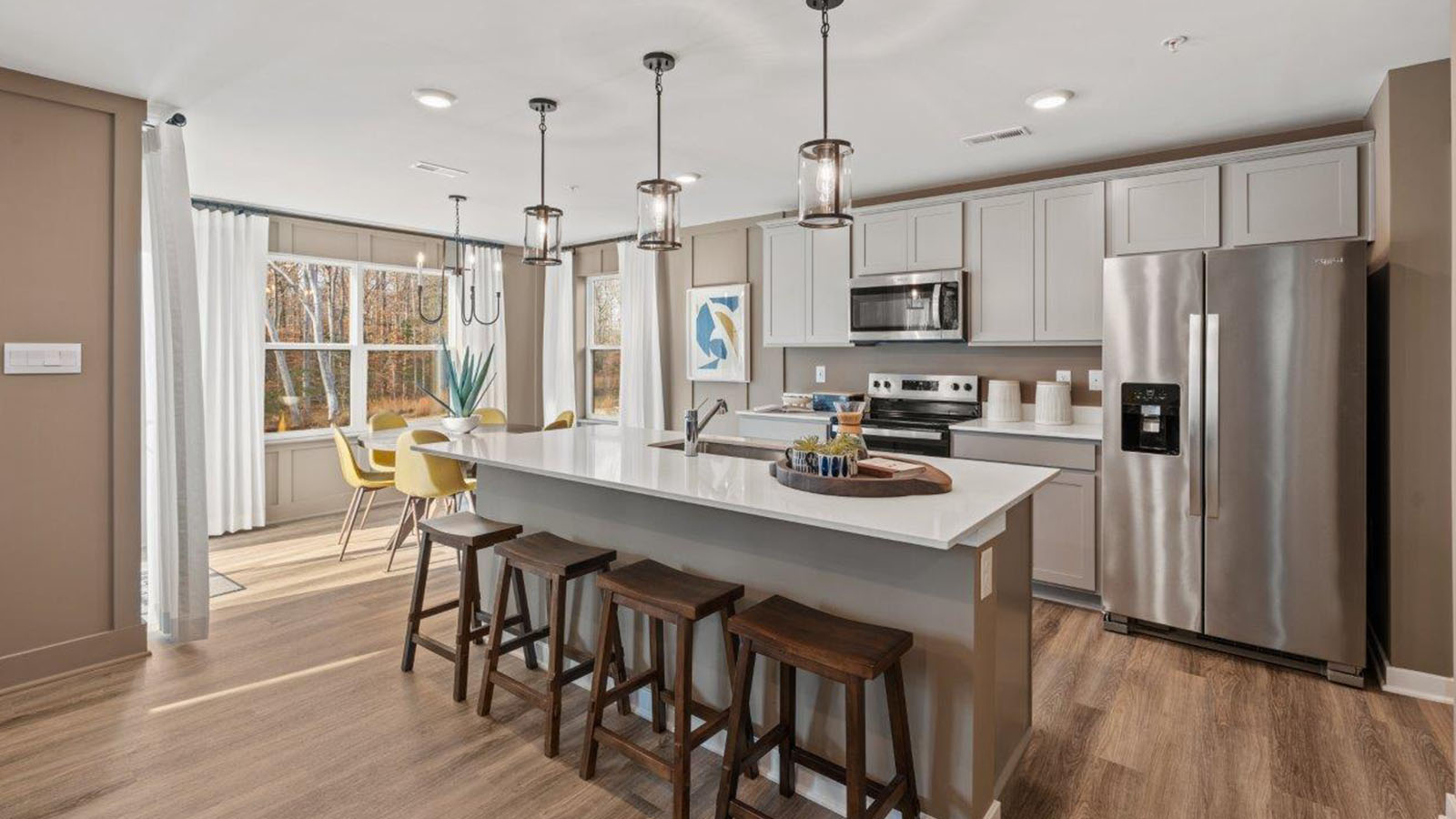 spacious kitchen with central island seating