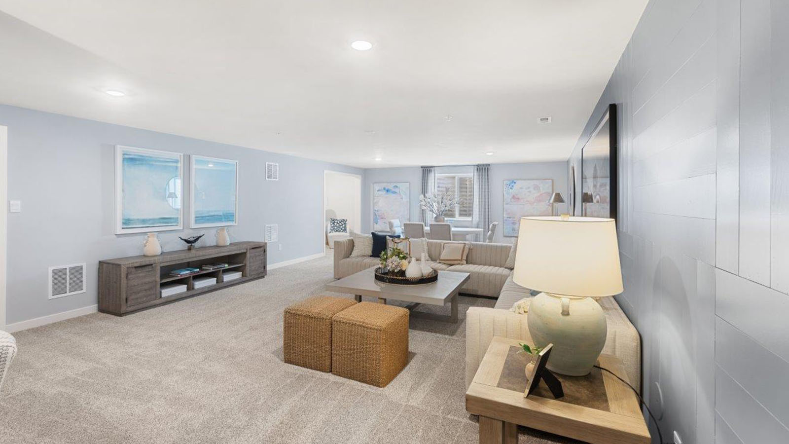 rec room with carpet