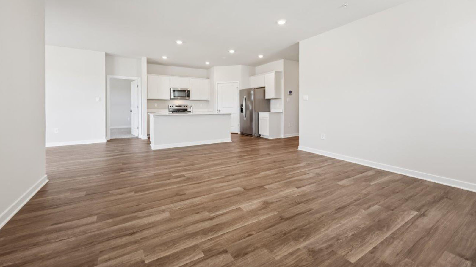 island overlooking open concept living room