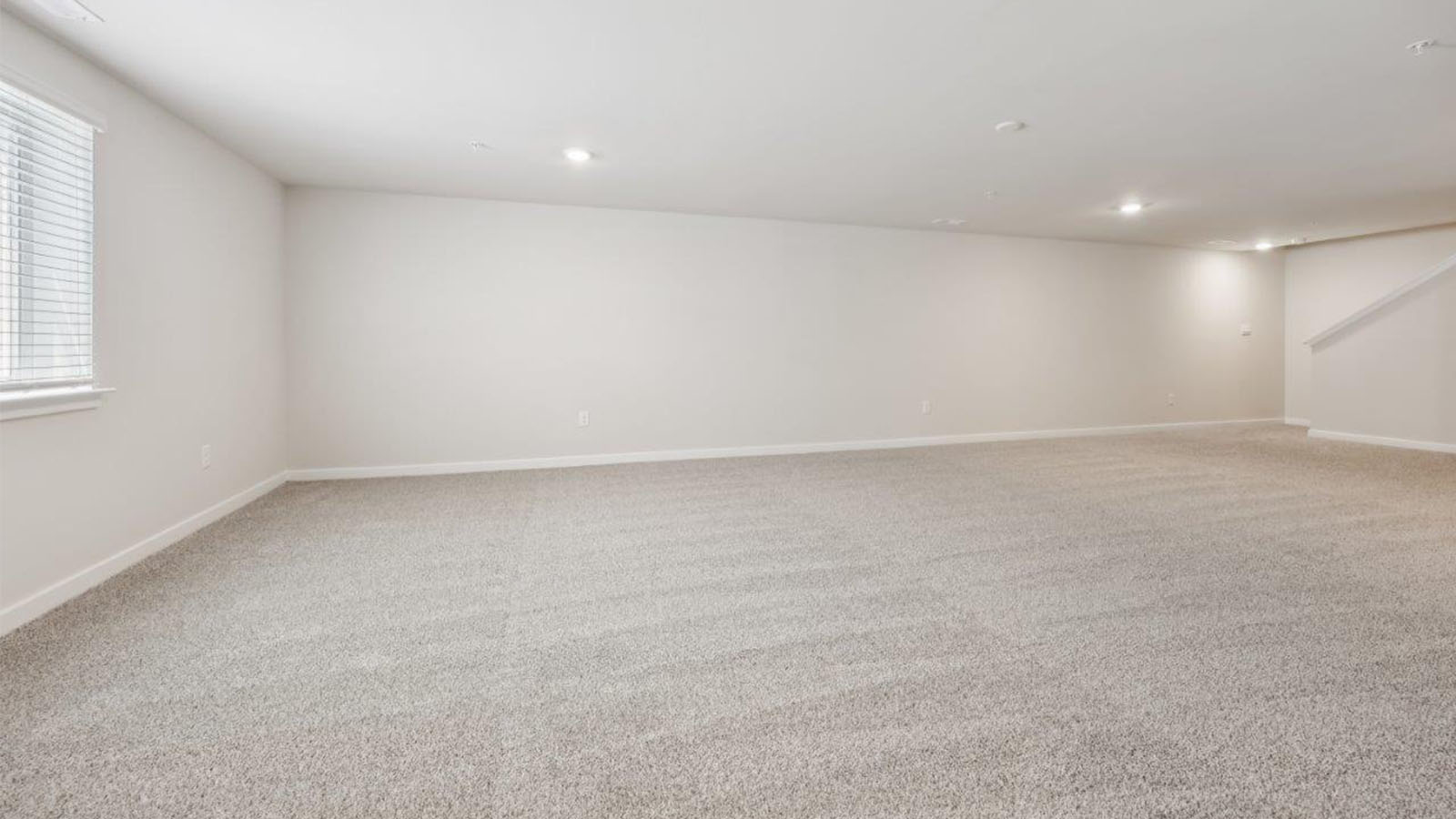 spacious basement rec room