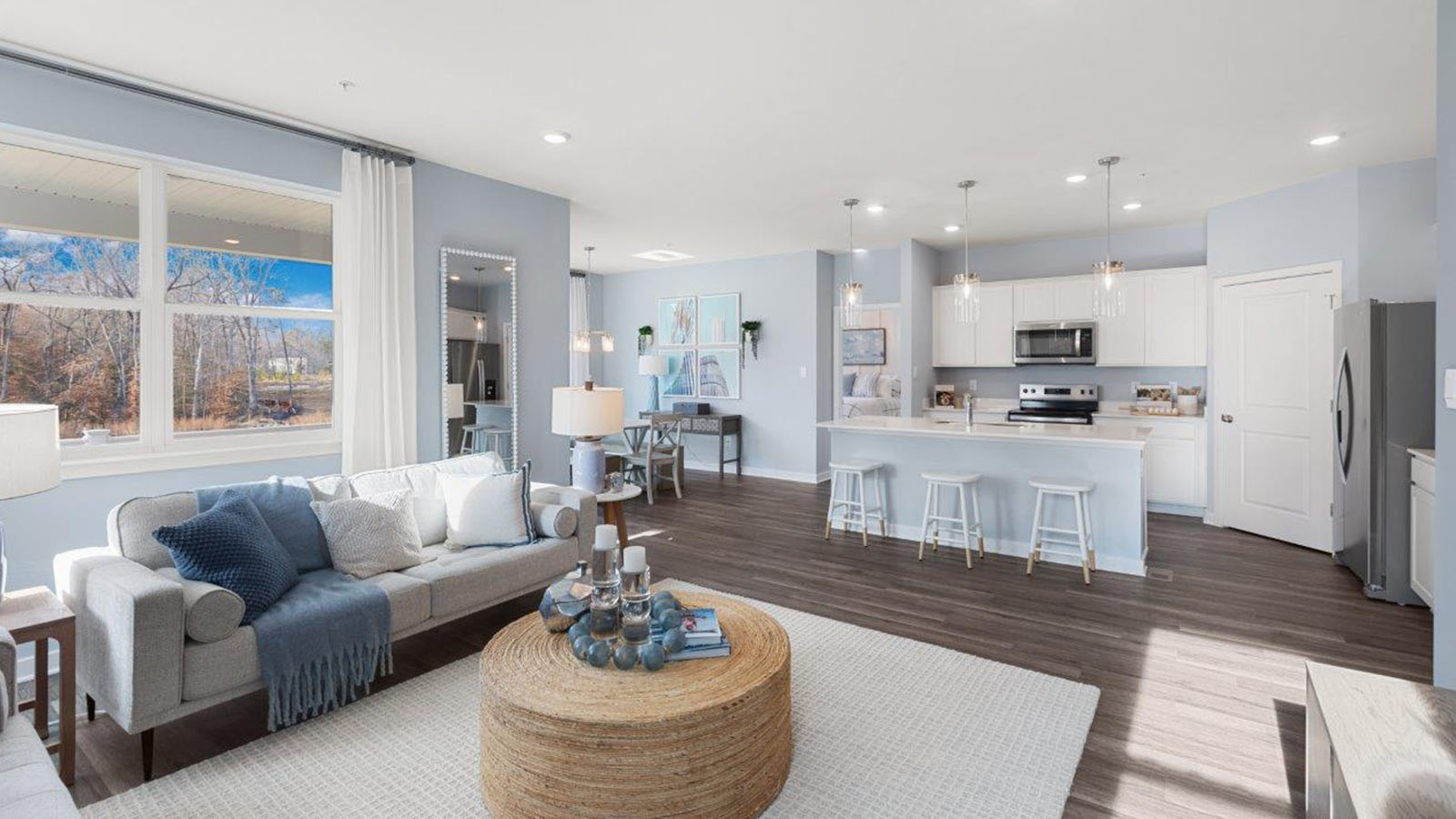 open concept kitchen and family room