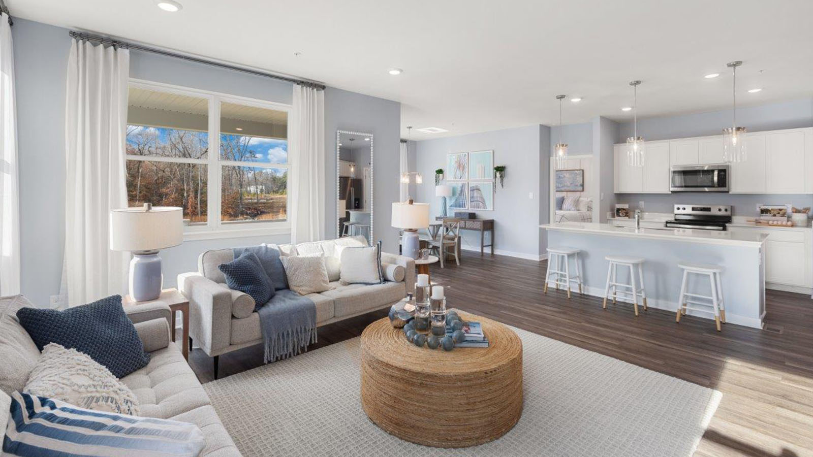 open concept kitchen and family room