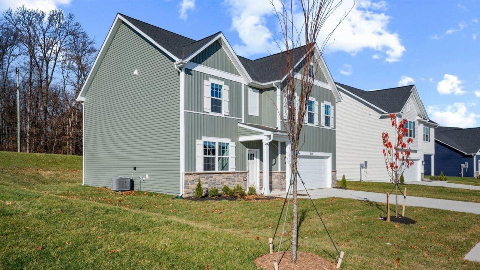 front elevation two car garage