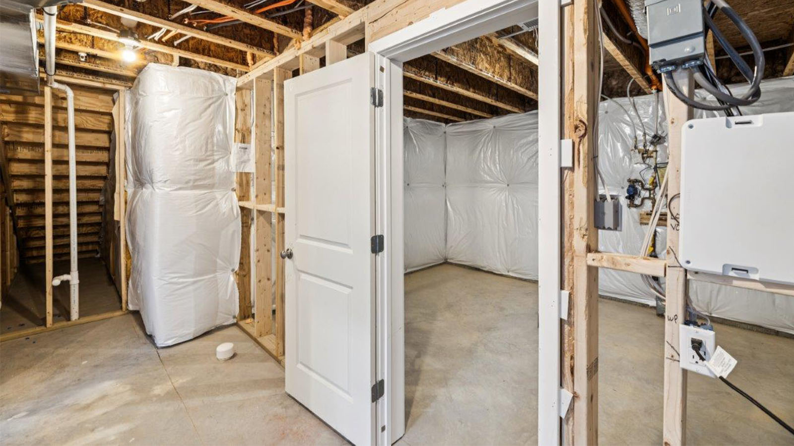 unfinished basement storage