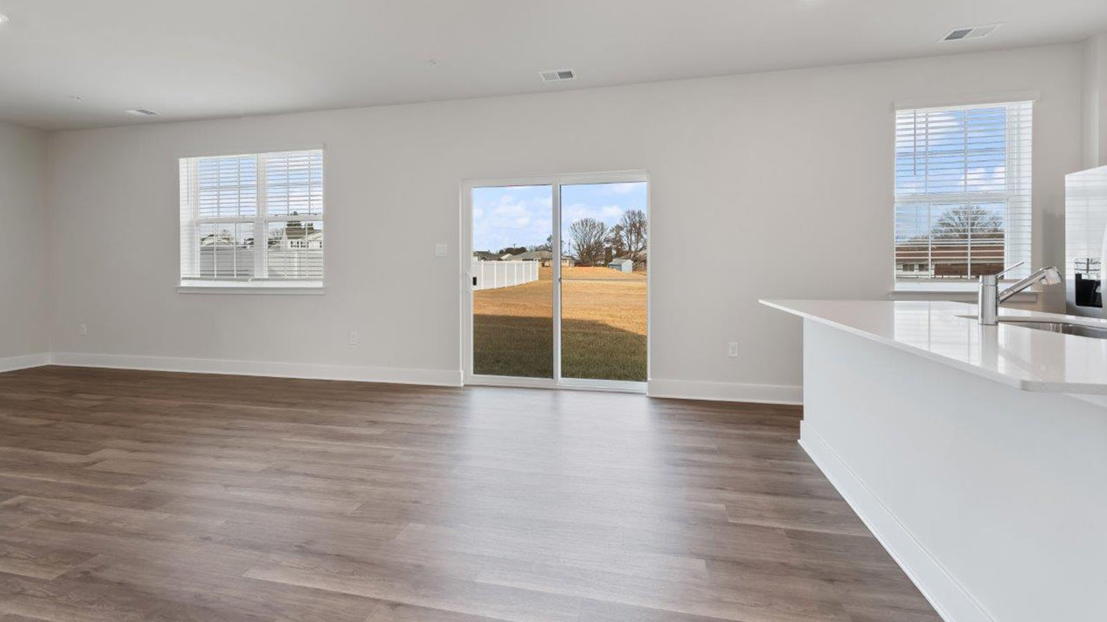 kitchen island overlooking living area