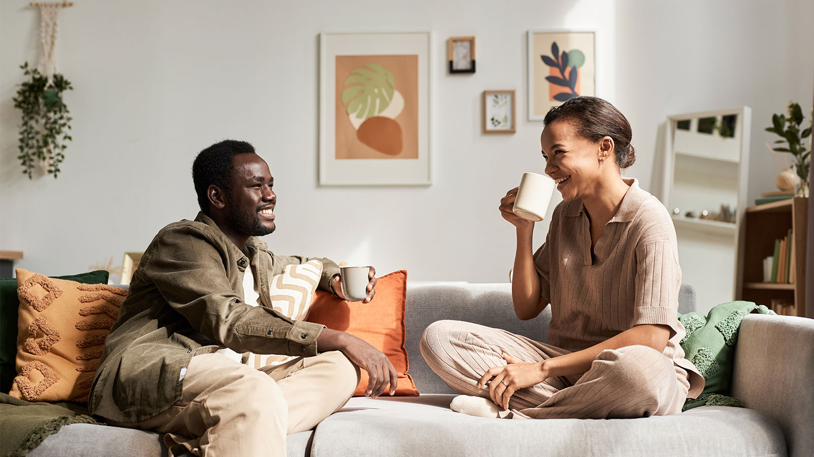 young couple sitting in living room