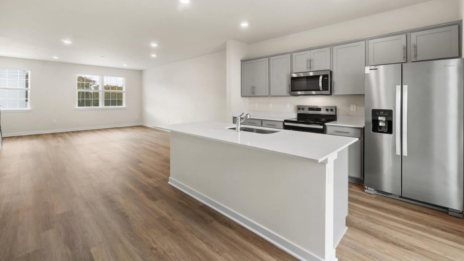 main level with open concept kitchen and living