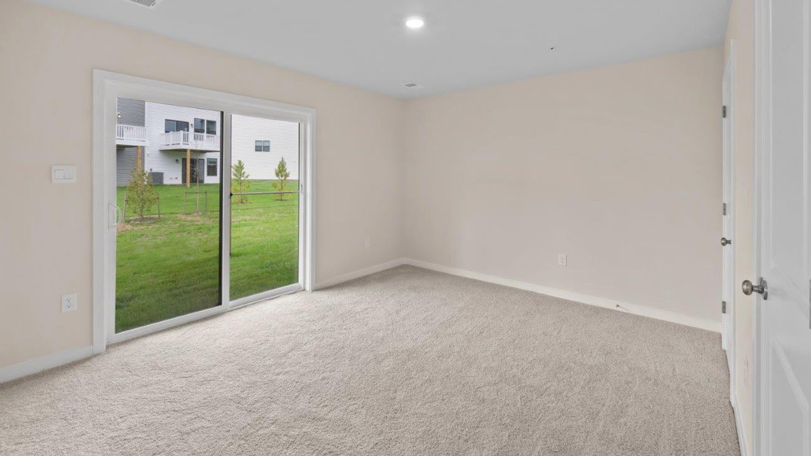 lower level rec room with sliding back door