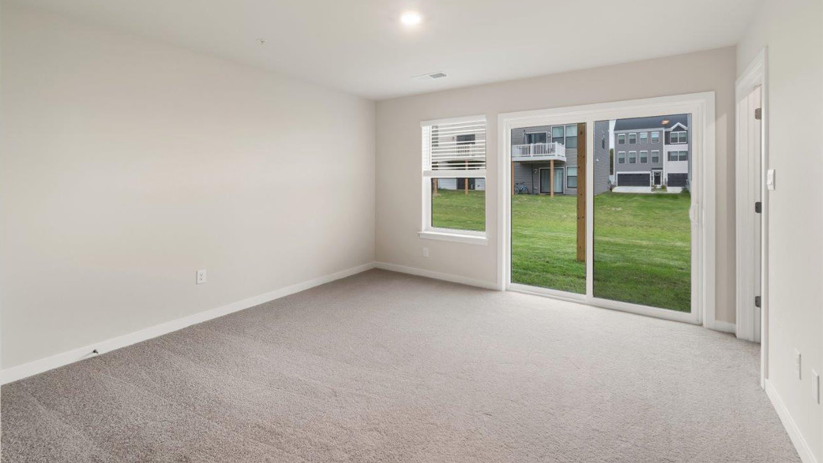 lower level rec room with sliding back door