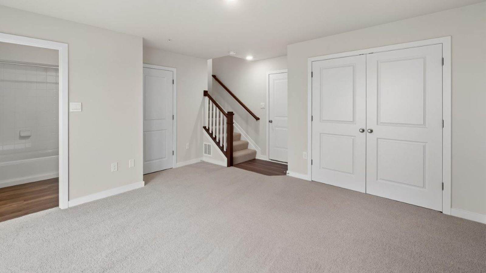 lower level rec room with sliding back door