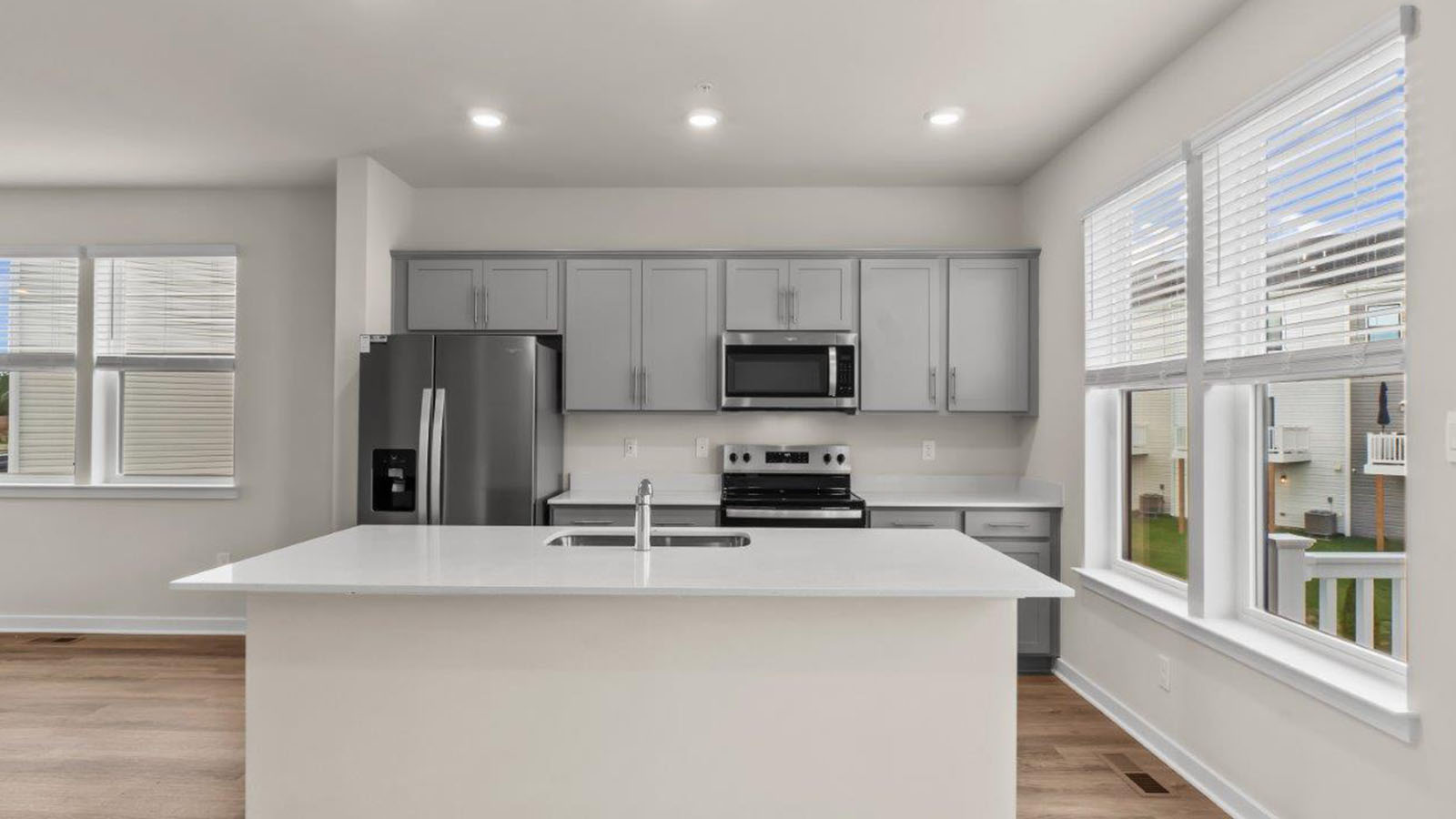 central quartz island with seating