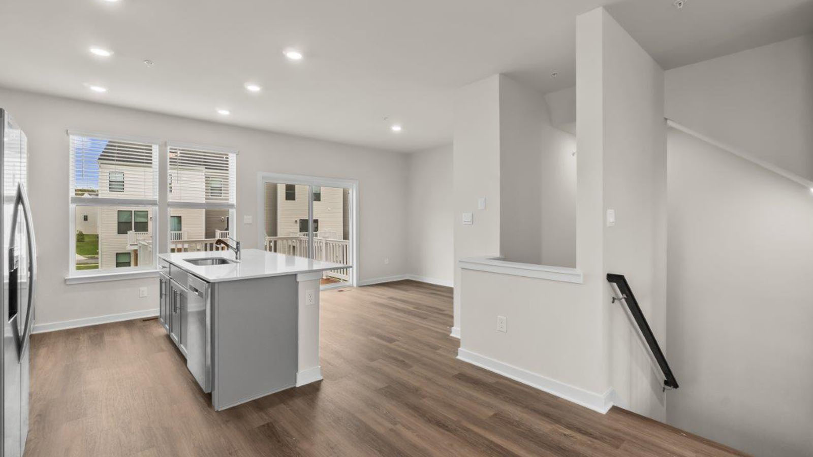 main level kitchen and living