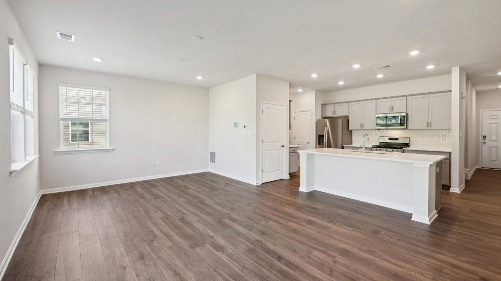 kitchen island overlooking living room