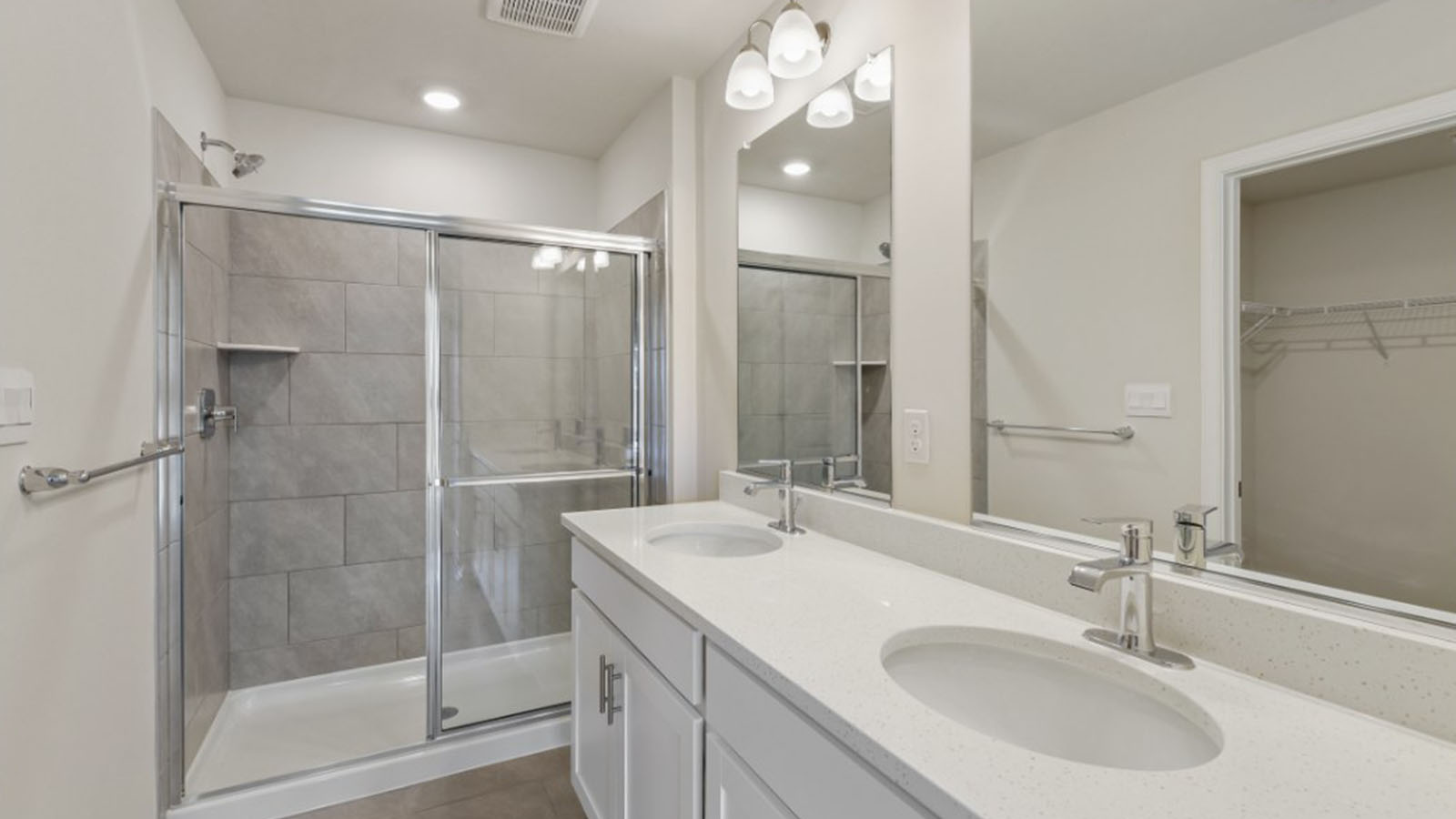 master bathroom with standing glass shower