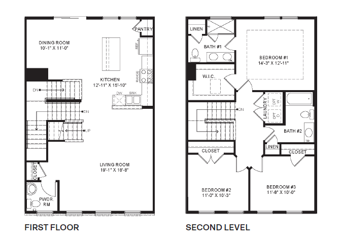 first and second floors