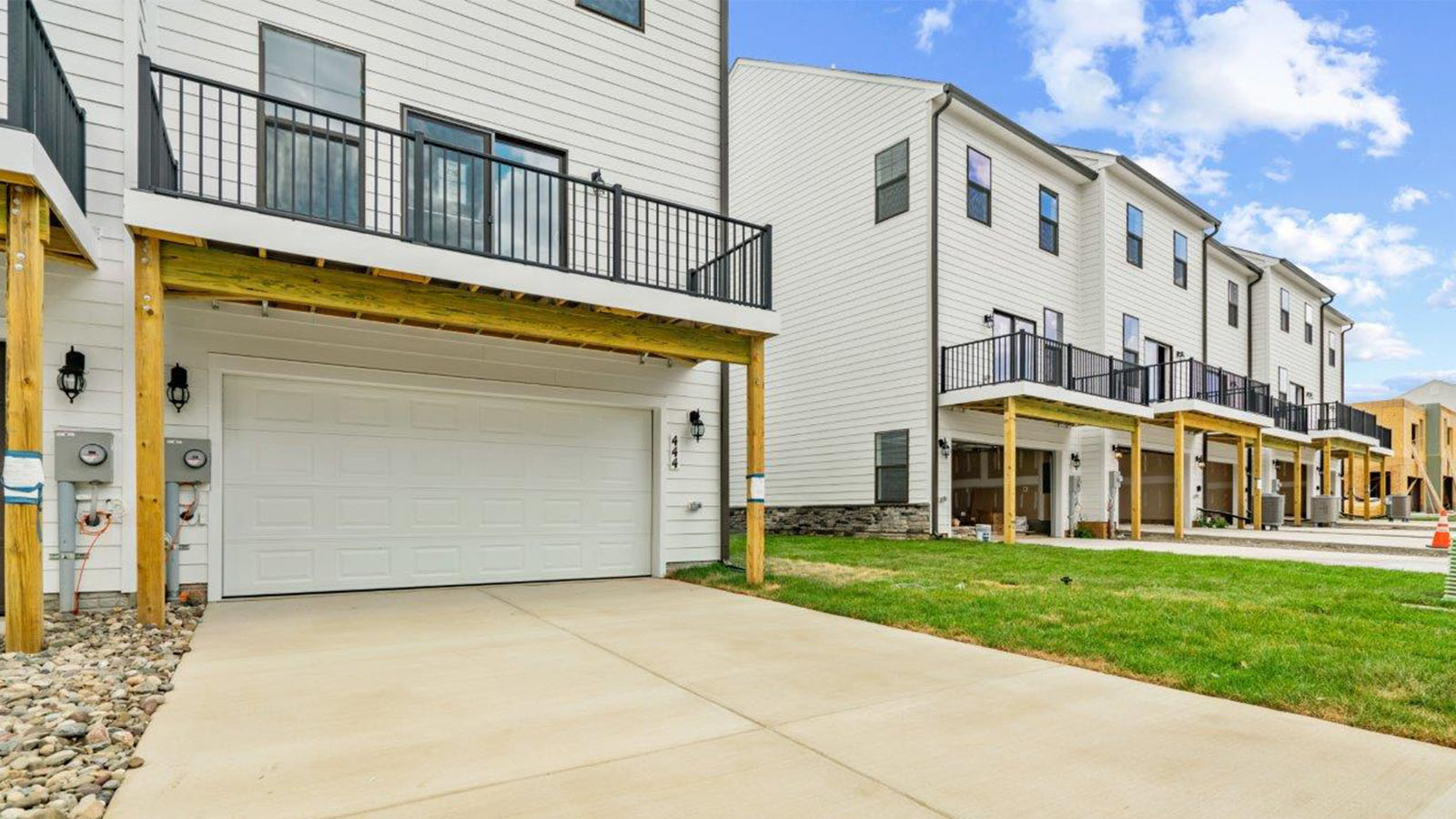 rear two car garage and deck