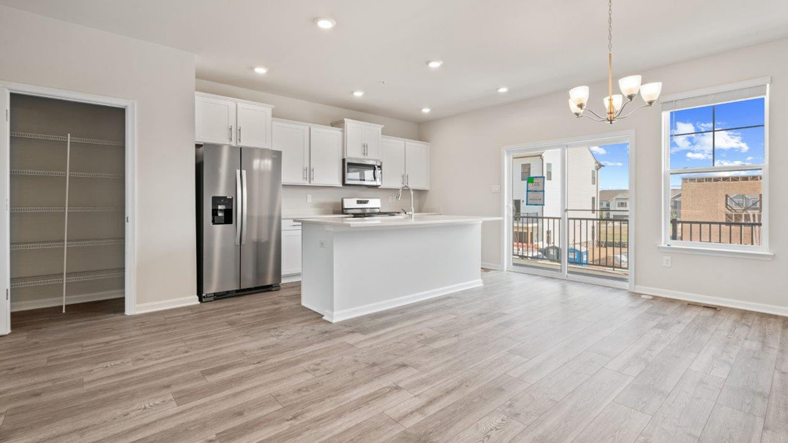 island overlooking dining area