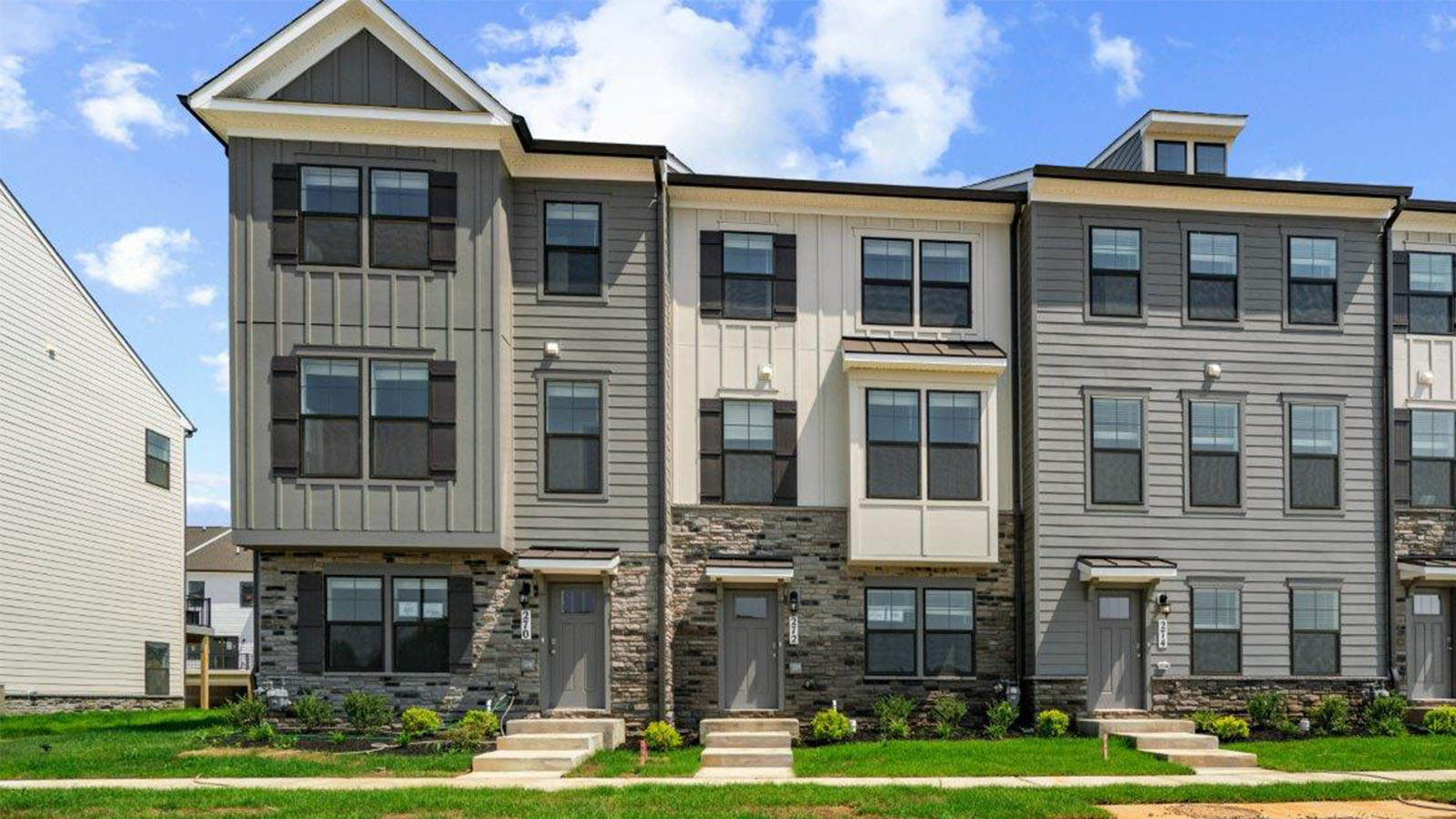 three story townhome end unit