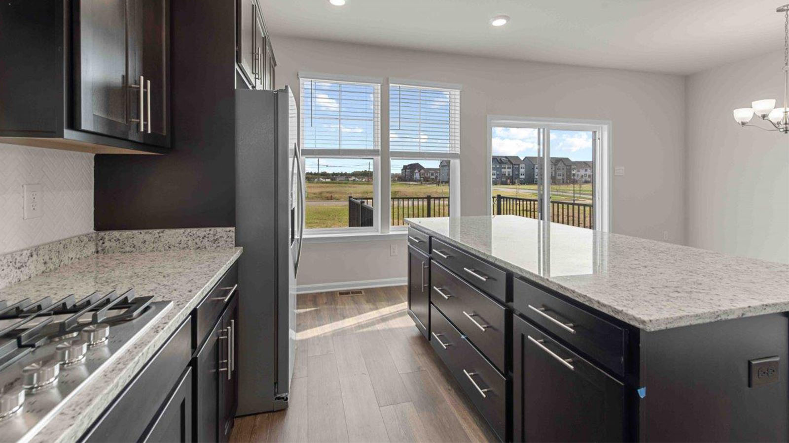 island facing dining area