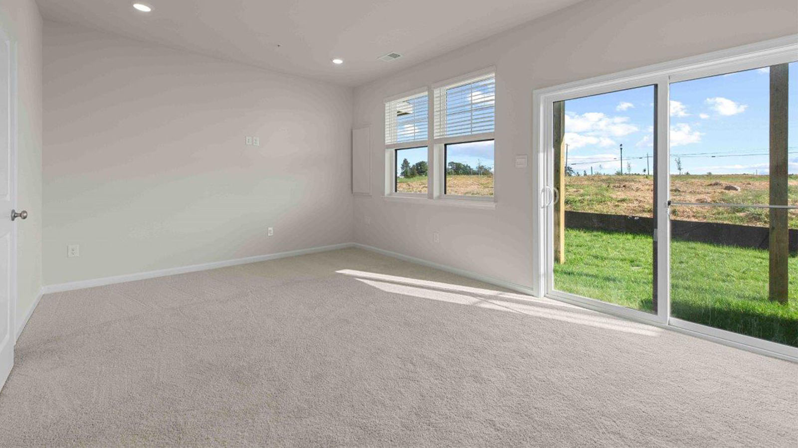 lower level rec room with sliding back door