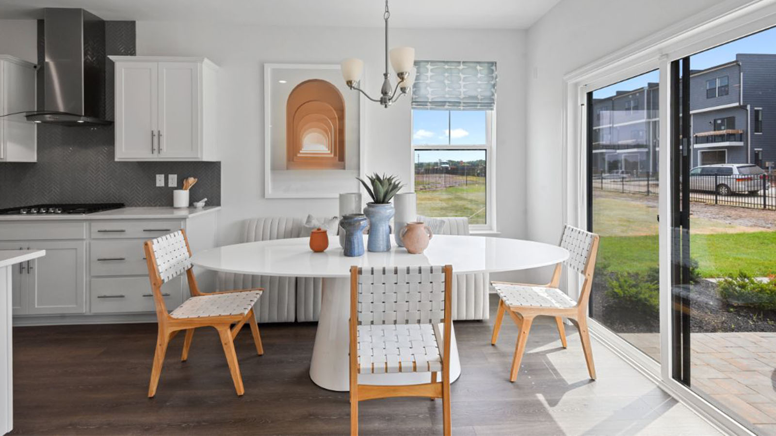 kitchen table leading to back sliding door