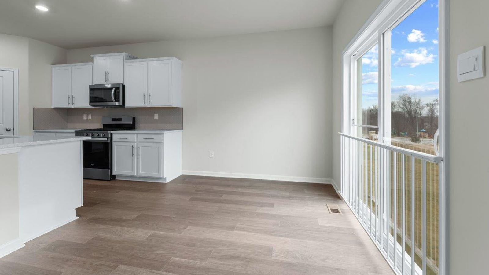 dining area leading to back door