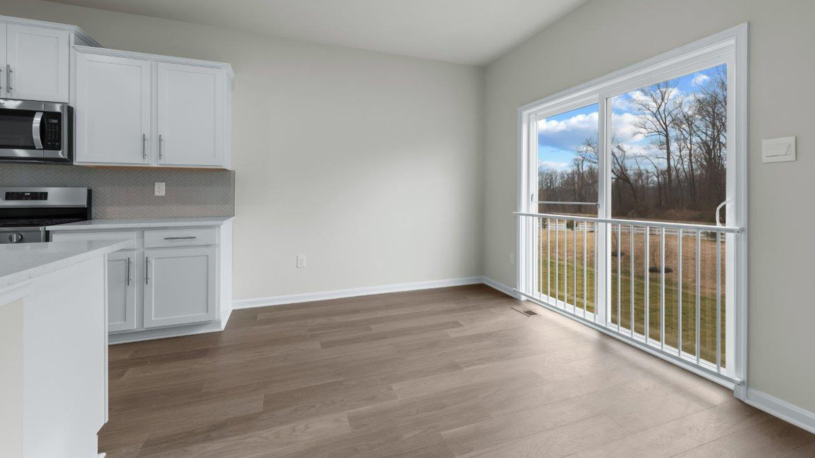 dining area leading to back door