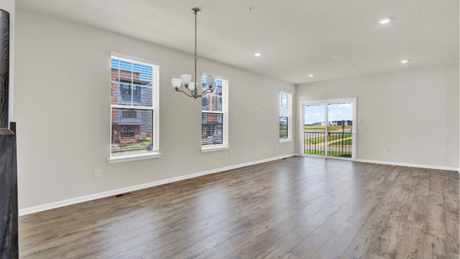 open concept living room and dining space