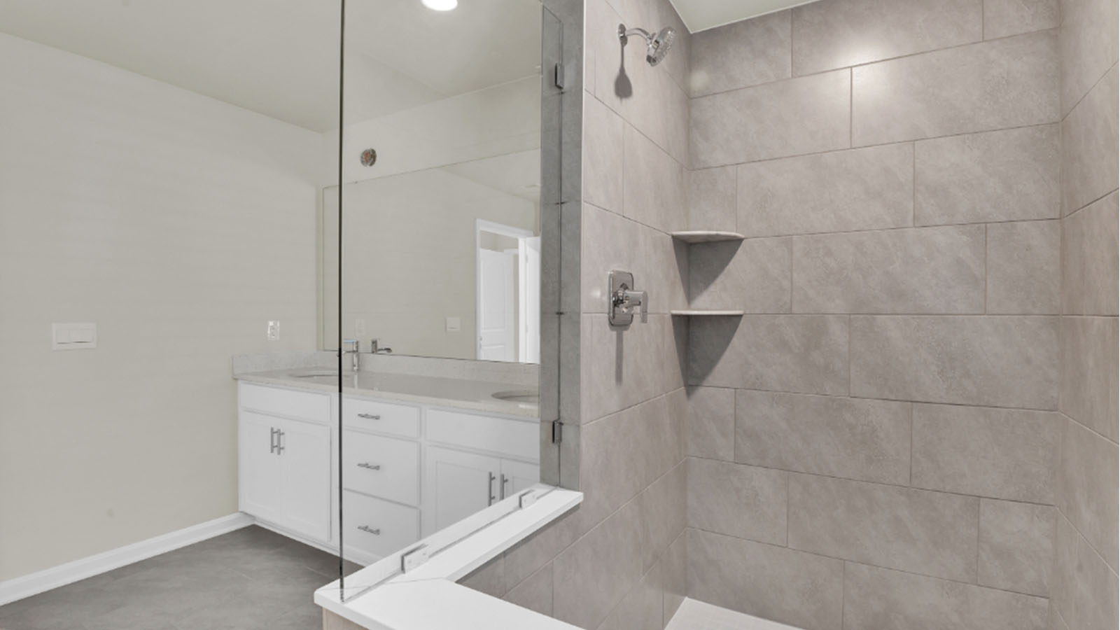 master bathroom with glass shower