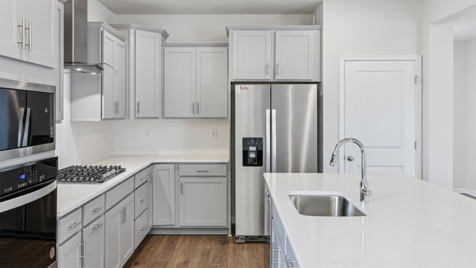quartz countertops and stainless steel appliances