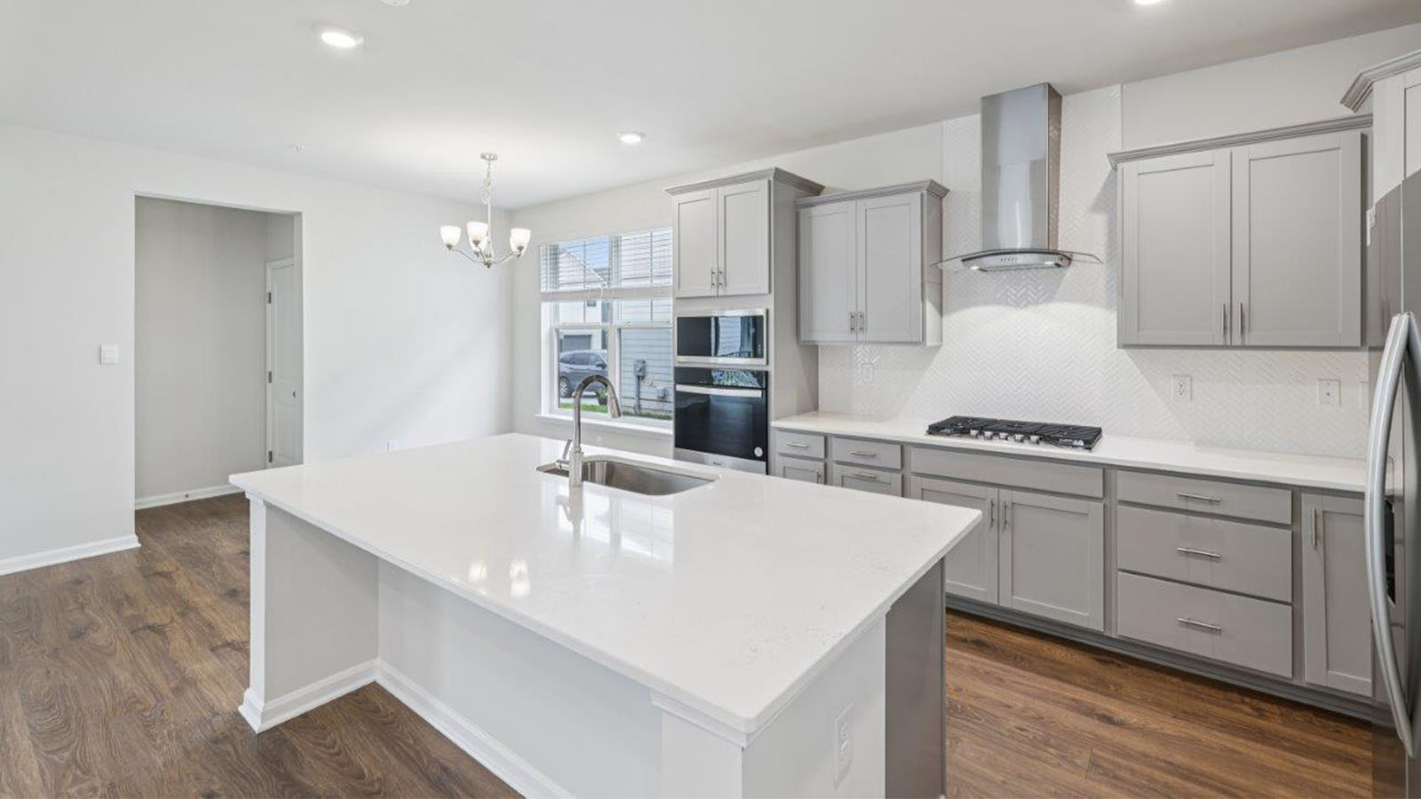 quartz countertops and stainless steel appliances