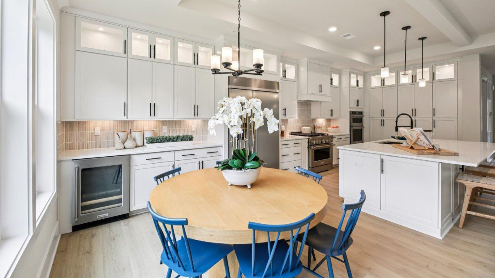 kitchen table and extended wine cooler