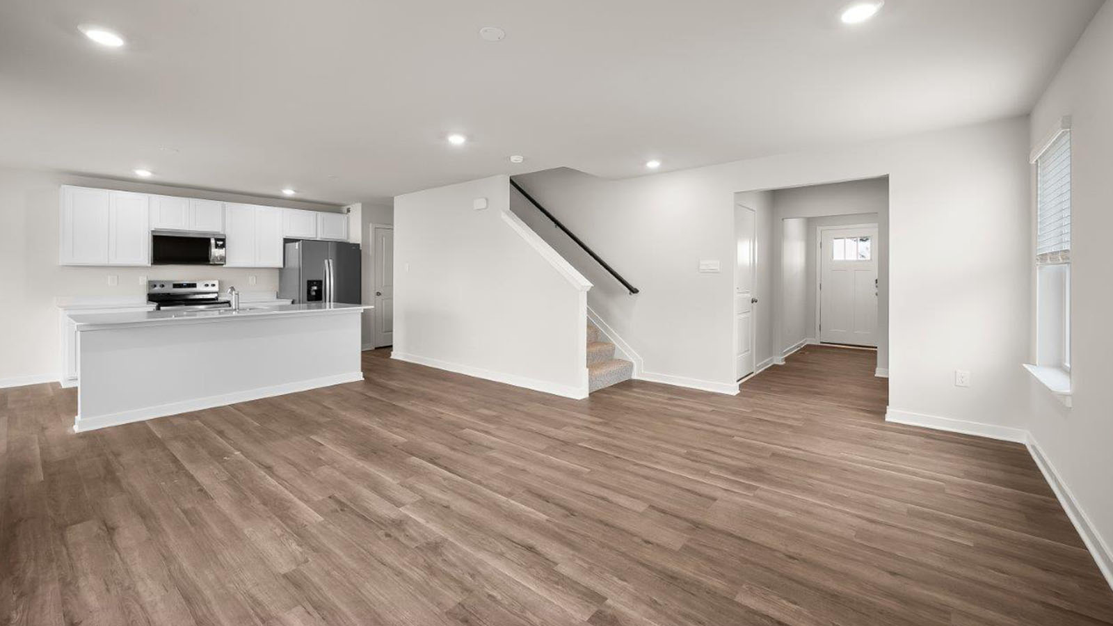 open concept main level kitchen and living