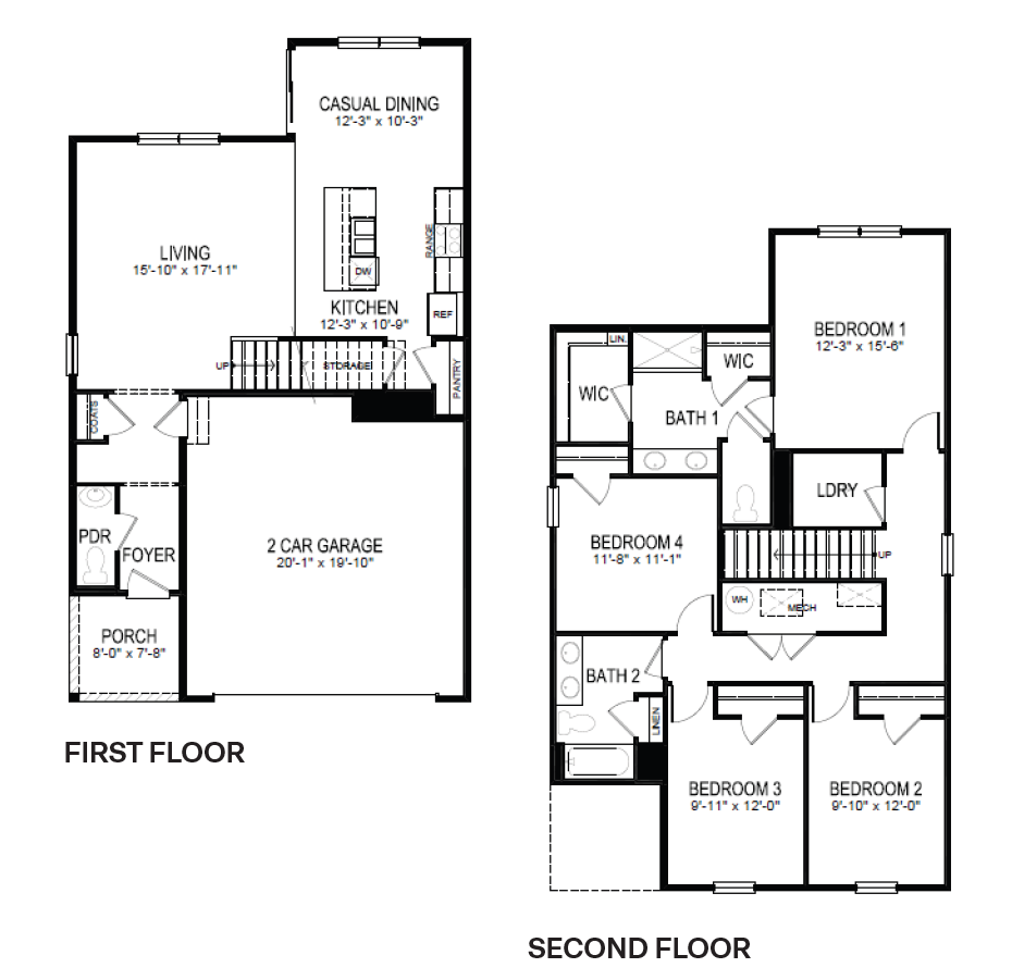 floors 1 and 2